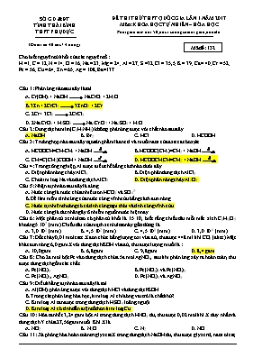 Đề thi thử Trung học phổ thông Quốc gia lần 1 môn Hóa học năm 2017 - Mã đề 132 - Trường THPT Phụ Dực (Có đáp án)